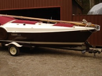 Dovekie sailboat on the trailer