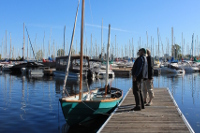 Drascombe Lugger sailboat at the dock